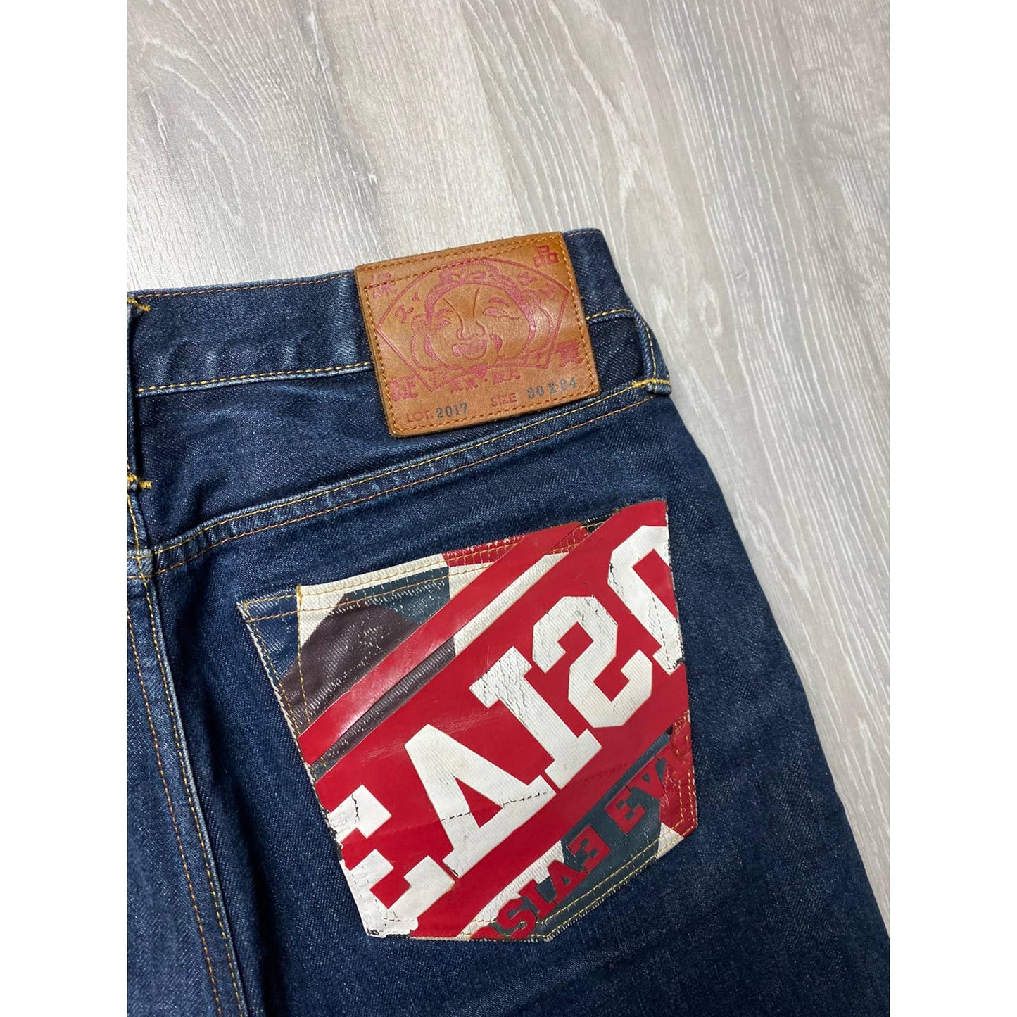Evisu vintage jeans navy white seagulls big logo