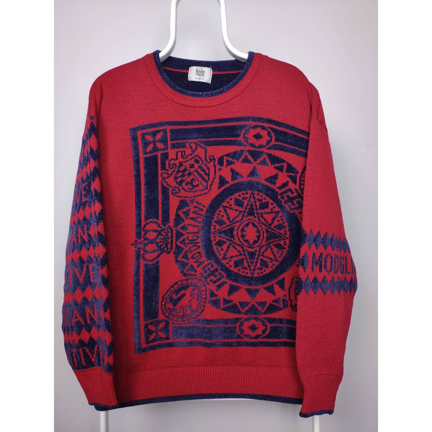 Modigliani Italian Designer sweater african red Coogi style