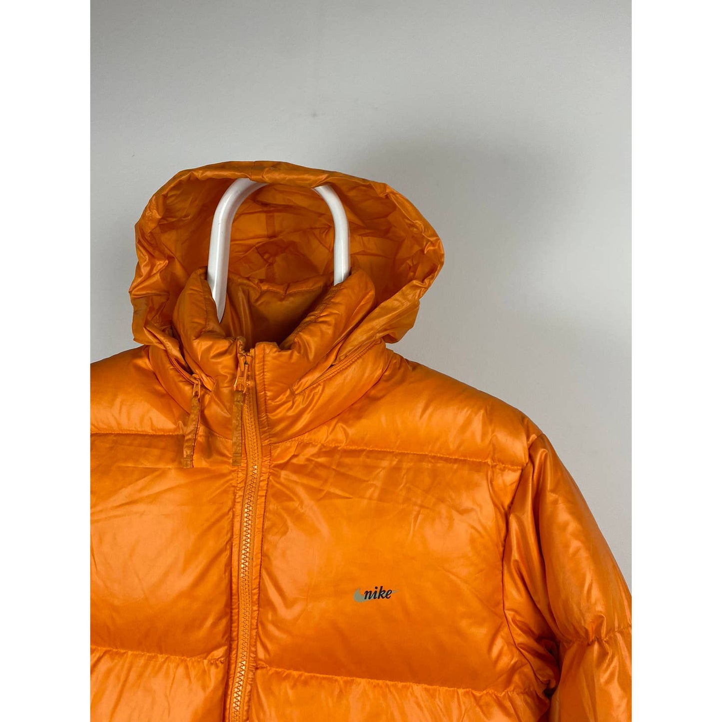 Nike vintage orange puffer jacket small swoosh 2000s