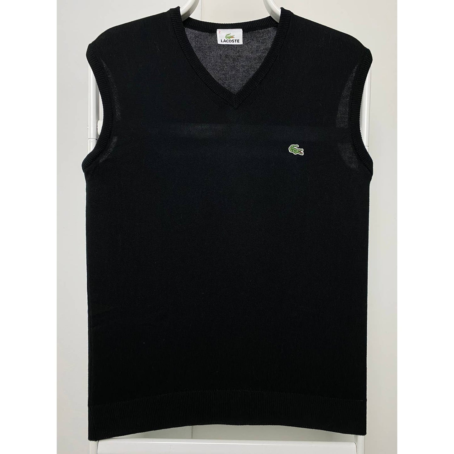 Lacoste vintage black sweater woollen vest small logo