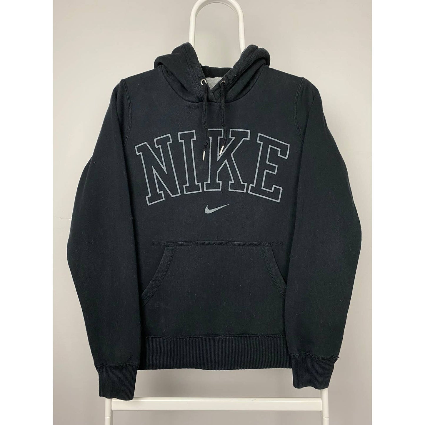 Nike spell out center swoosh hoodie black sweatshirt vintage