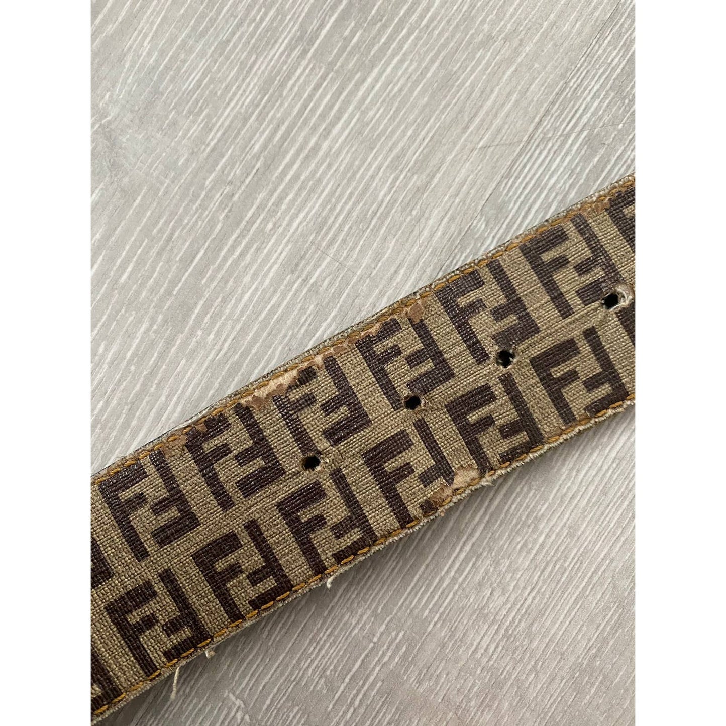 Fendi brown belt monogram vintage big buckle