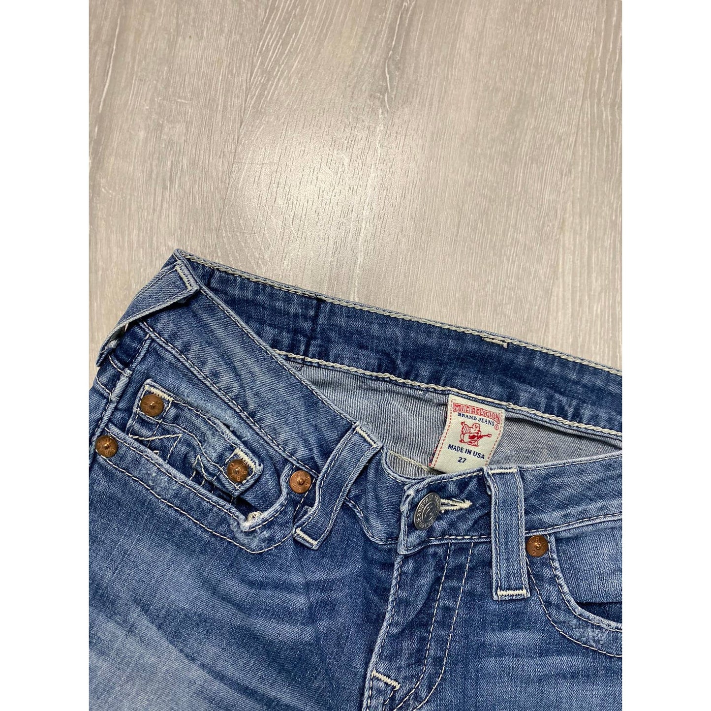 True Religion vintage blue jeans denim carpi pants