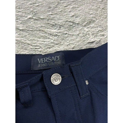 Versace Pants navy blue high rise slim jeans couture