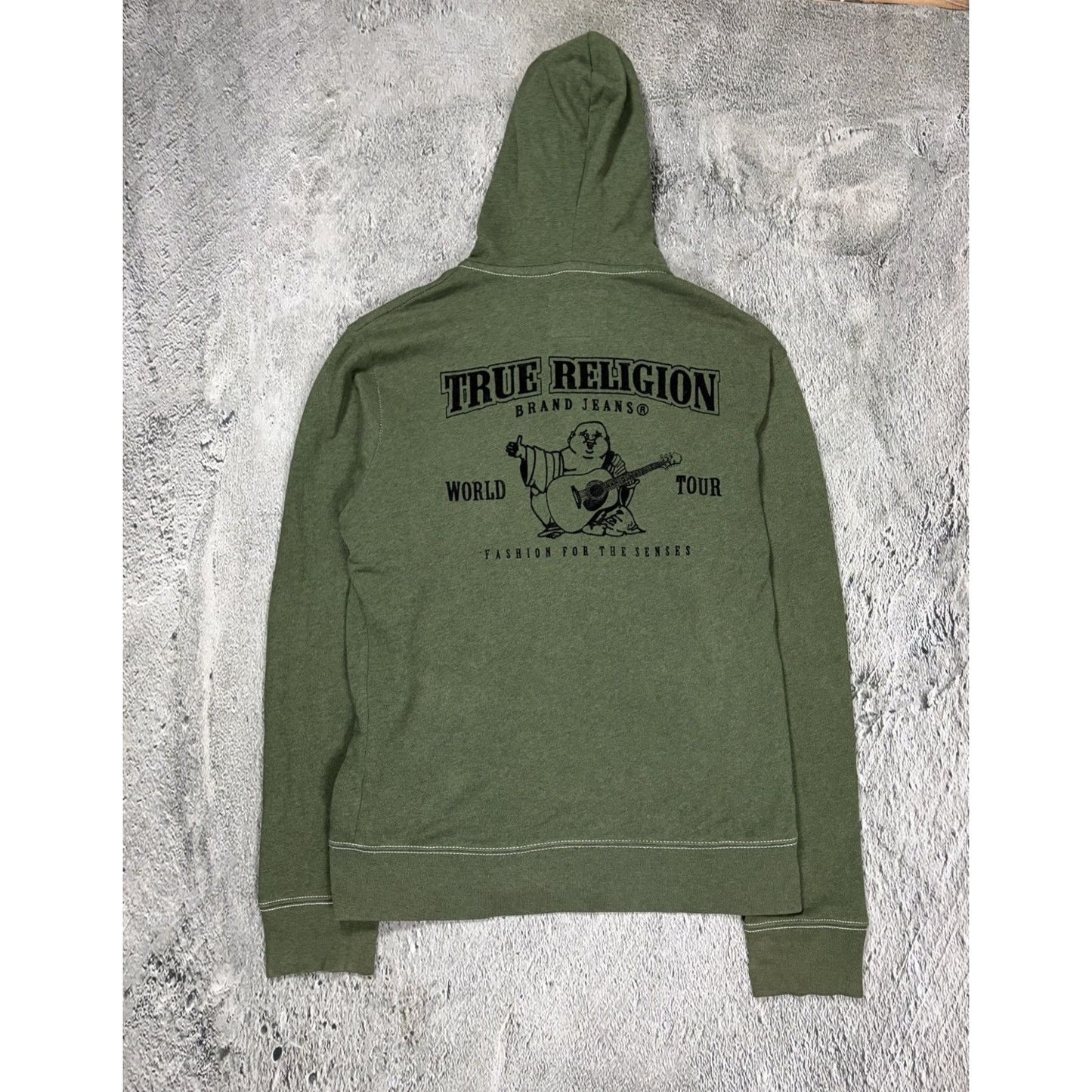 True Religion zip hoodie big logo vintage green Y2K