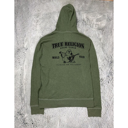 True Religion zip hoodie big logo vintage green Y2K