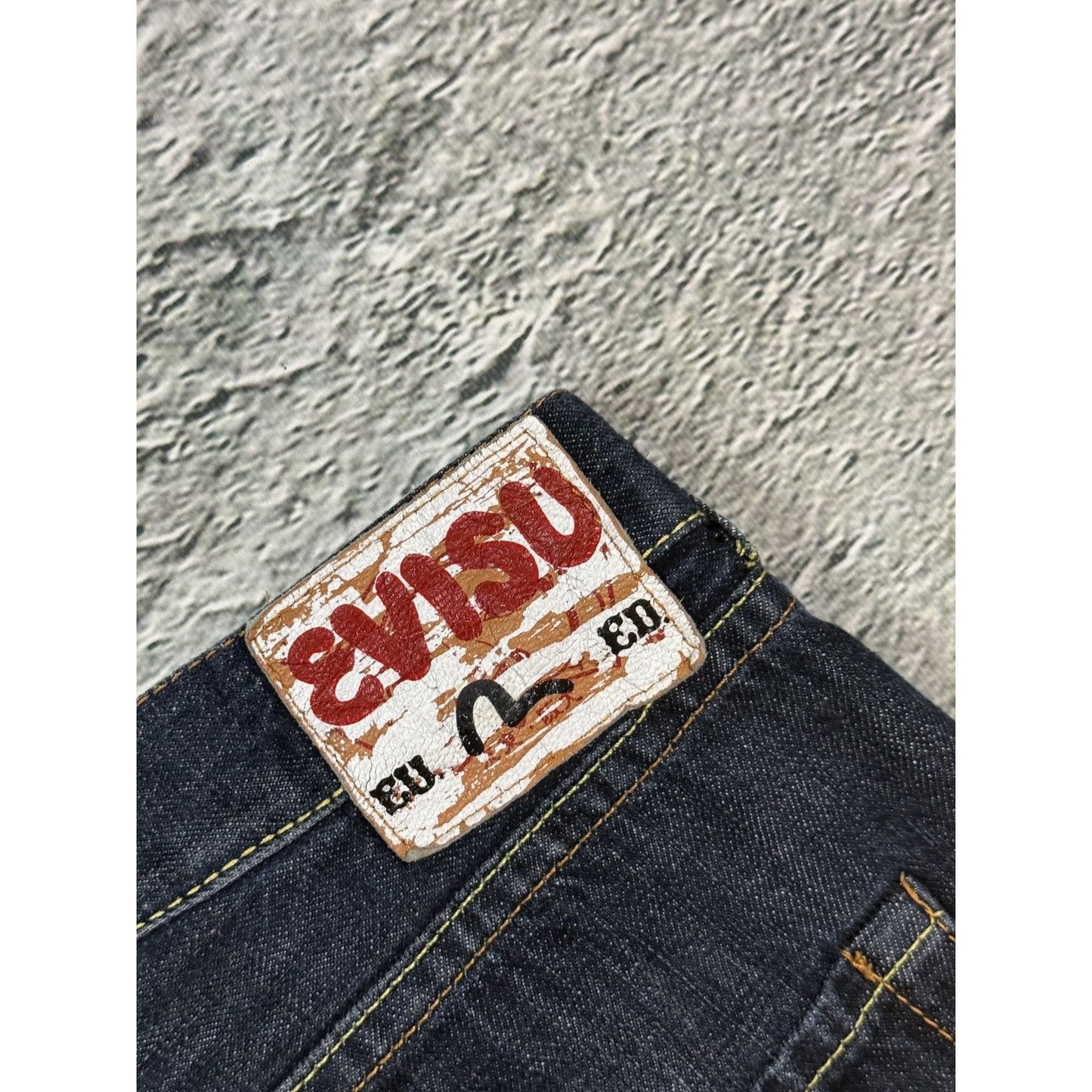 Evisu jeans daicock big logo white navy Ramen EU ED