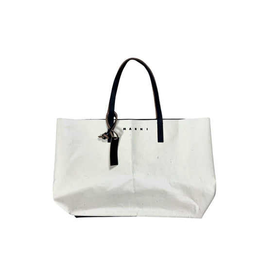 Marni bag with leather handles beige