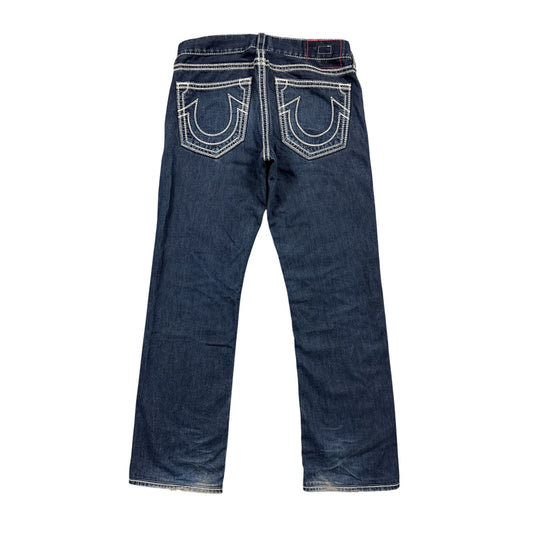 True Religion navy blue jeans white thick stitching Y2K Bobby