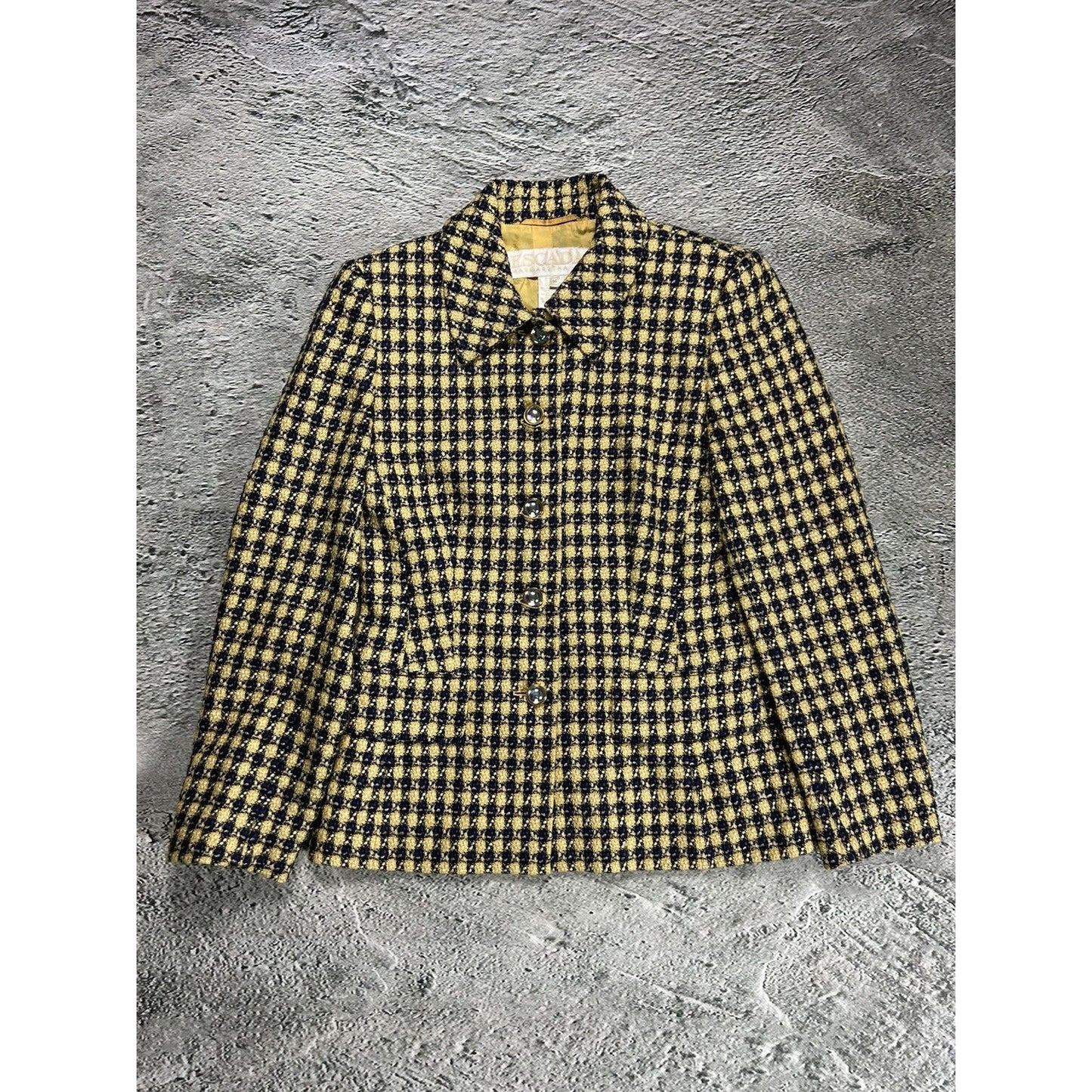 Escada vintage suit wool set blazer + skirt yellow