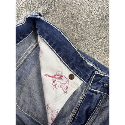 True Religion Blue jeans white thick stitching Bobby