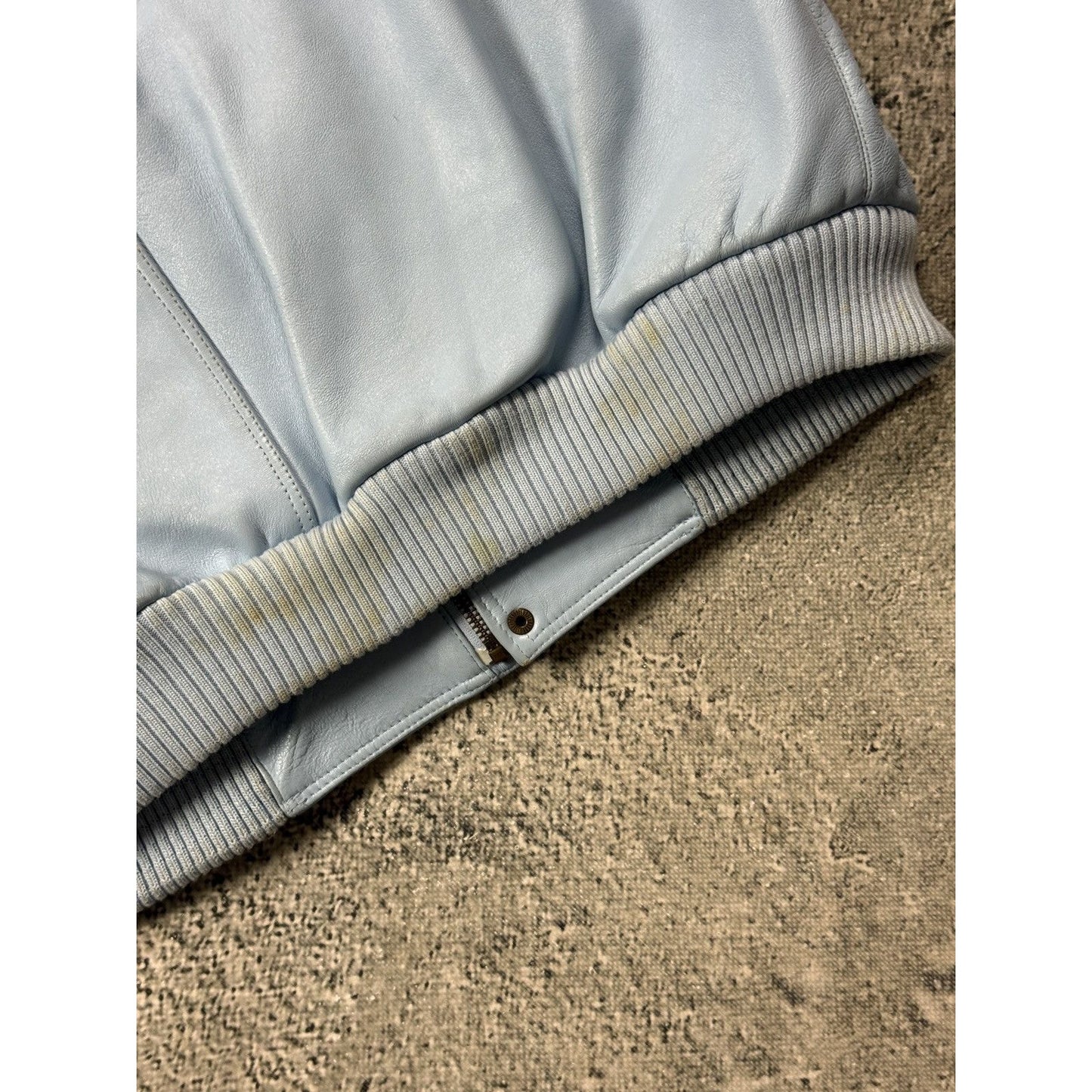 Pelle Pelle leather jacket white blue big logo turquoise