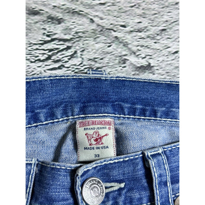 True Religion jeans Rainbow Bobby baby blue white stitch