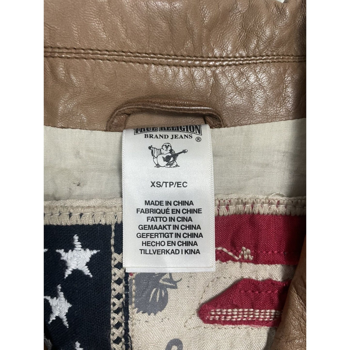 True Religion leather jacket brown Y2K Avant Garde kill bill