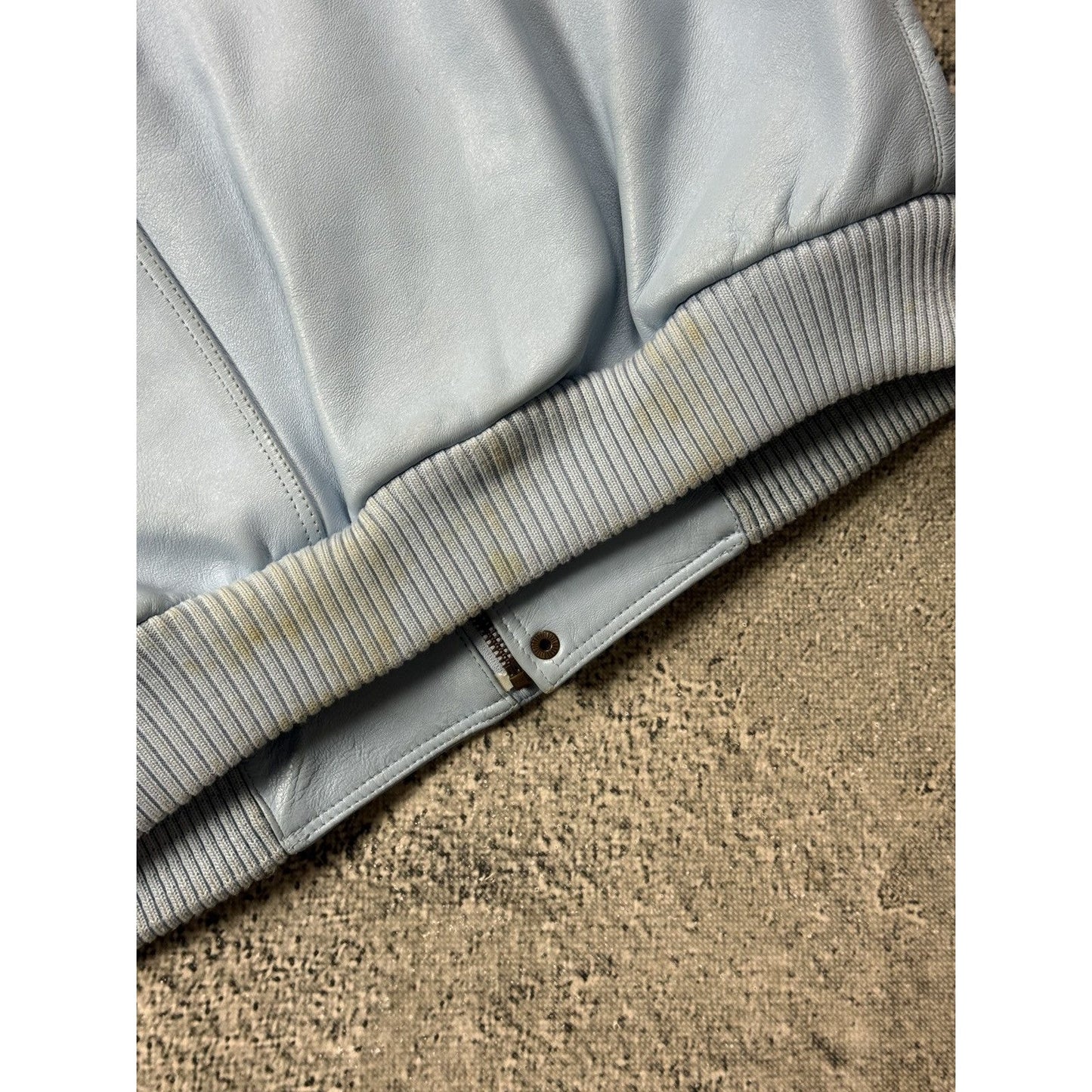 Pelle Pelle leather jacket white blue big logo turquoise