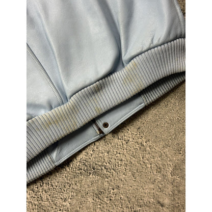 Pelle Pelle leather jacket white blue big logo turquoise