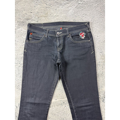 Evisu x Puma vintage flared black jeans seagulls Y2K