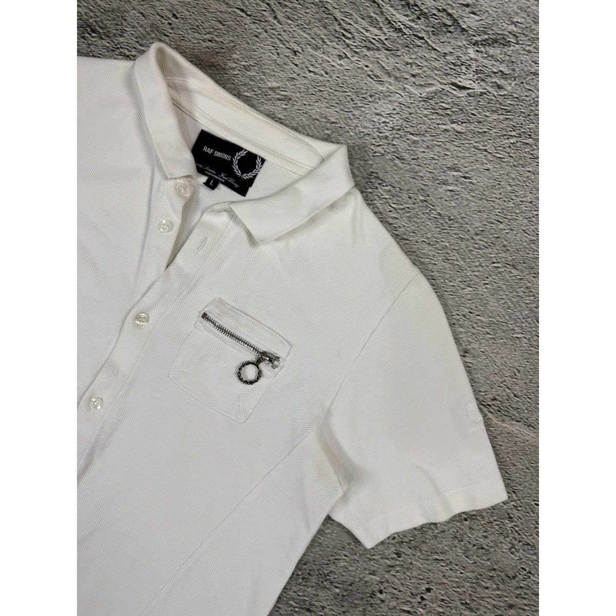 Raf Simon x Fred Perry button up Polo white