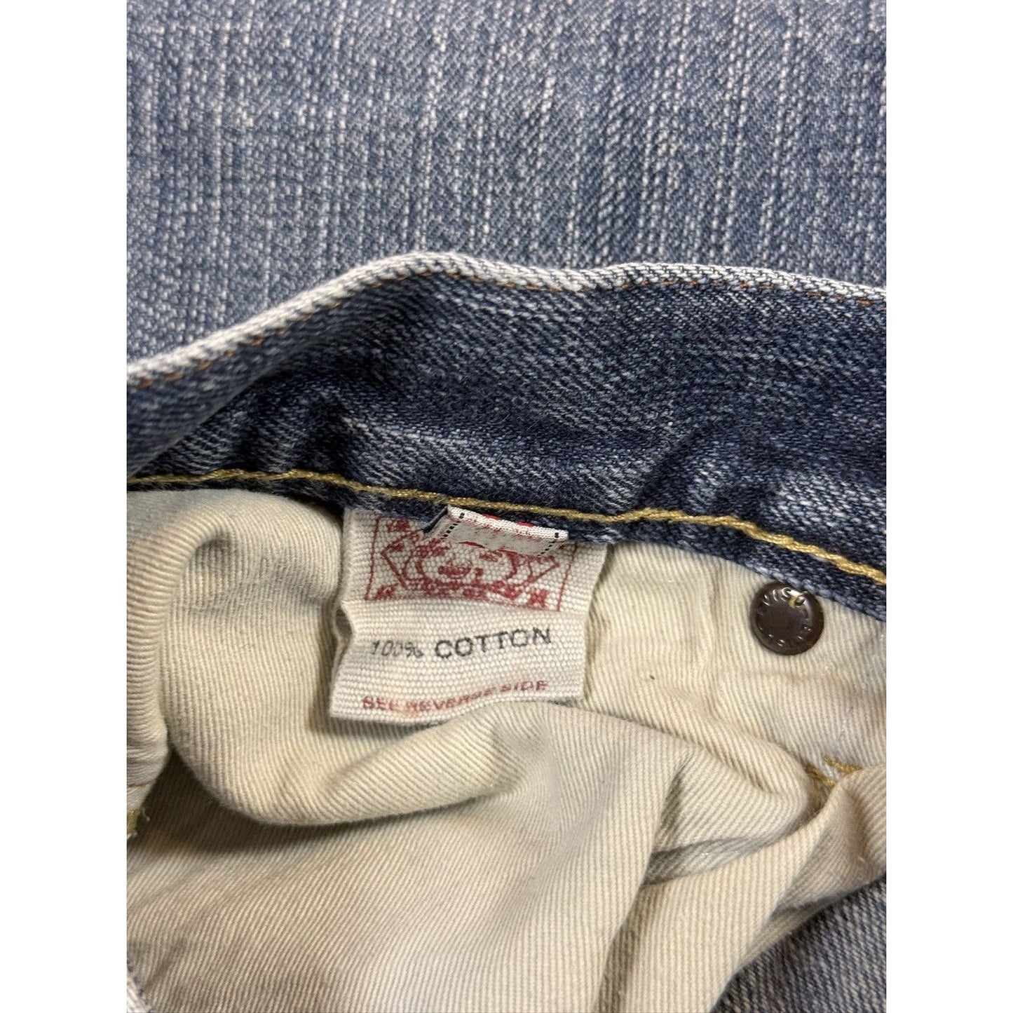 Evisu jeans daicock gold big logo embroidery selvedge denim