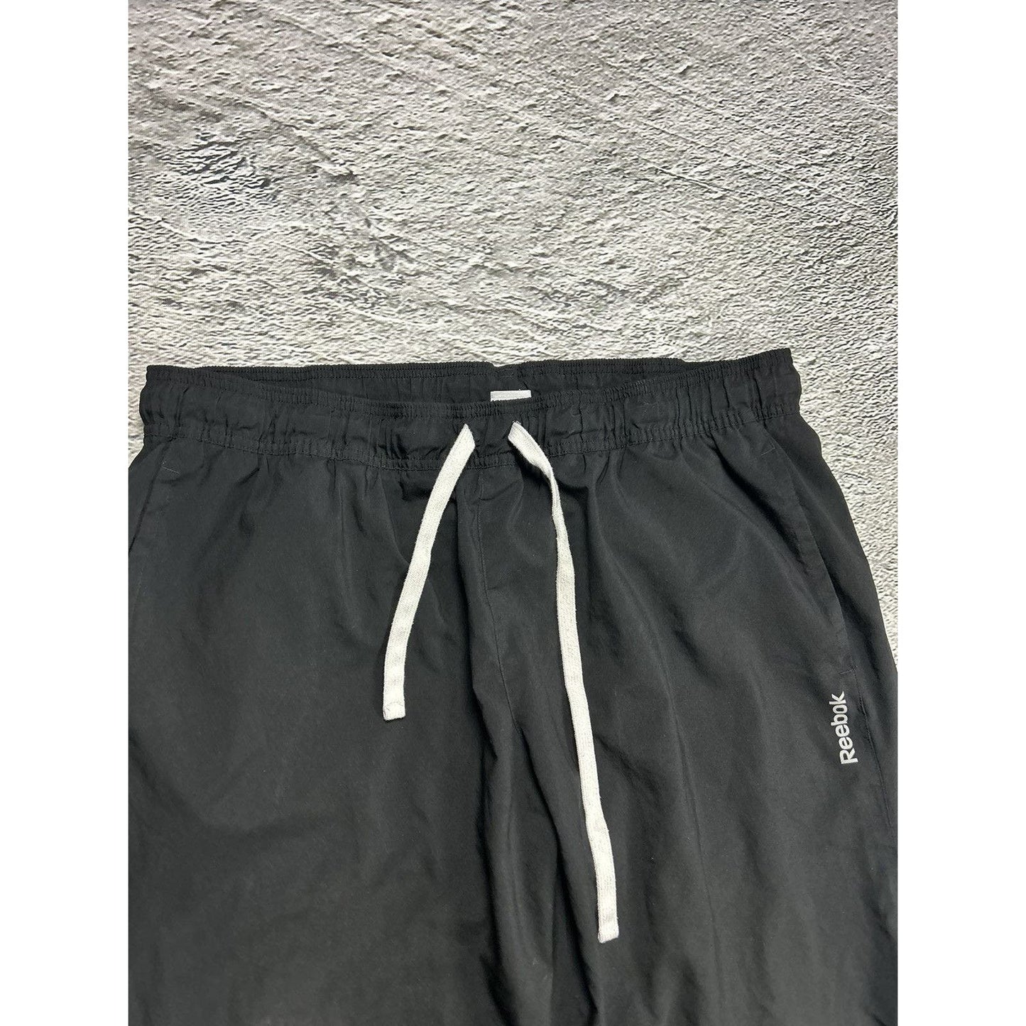 Reebok black track pants nylon parachute Y2K big logo