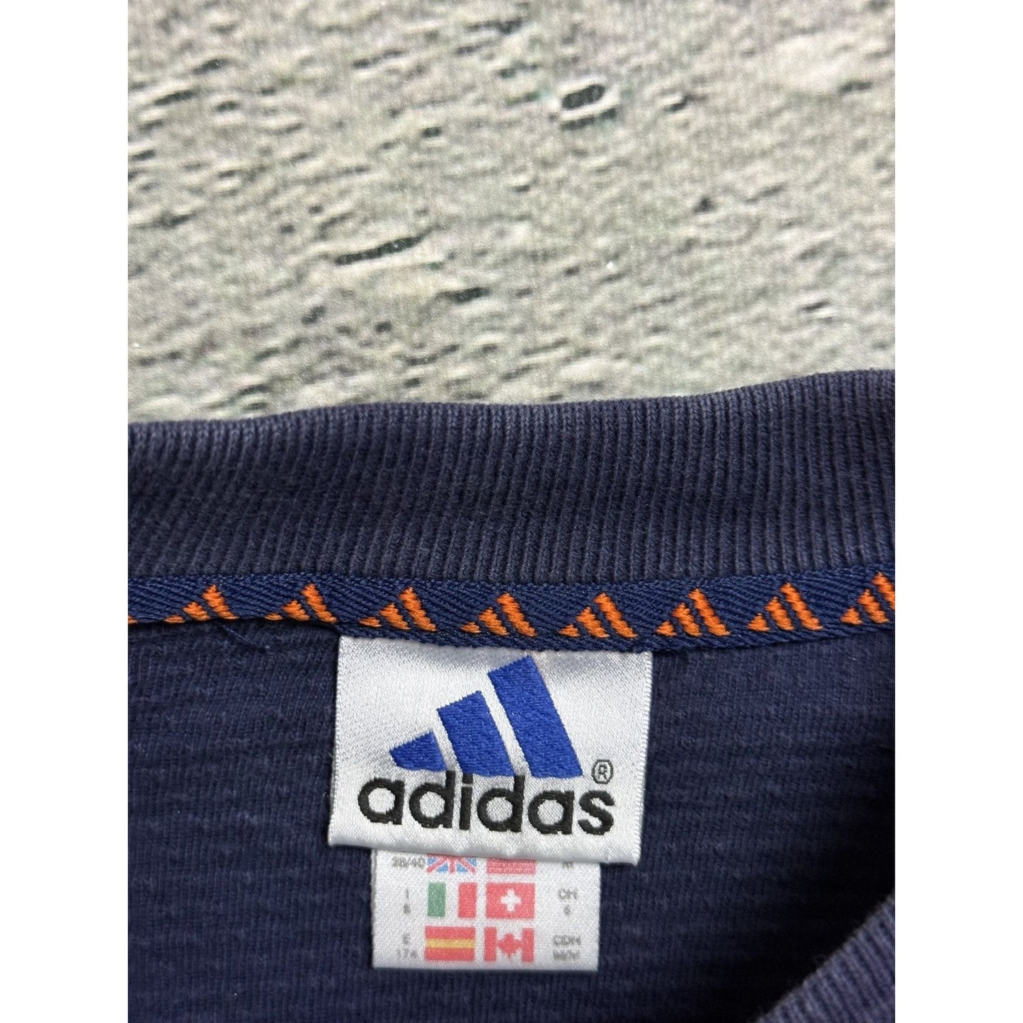 Adidas vintage sweatshirt big logo crewneck navy orange Y2K