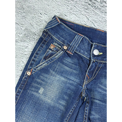 True Religion jeans flared navy contrast stitch Y2K Emma