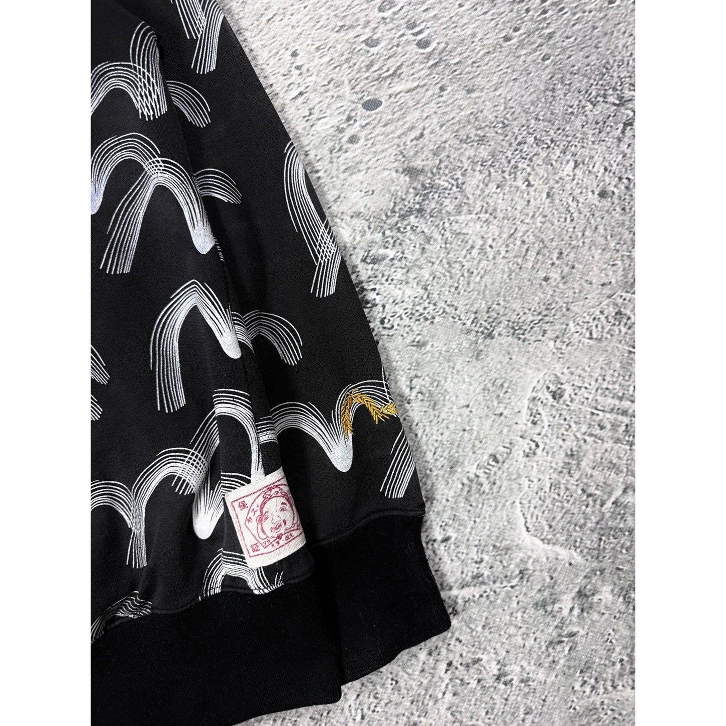 Evisu zip hoodie black vintage big logo monogram seagulls Y2K