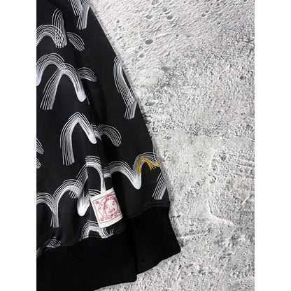Evisu zip hoodie black vintage big logo monogram seagulls Y2K