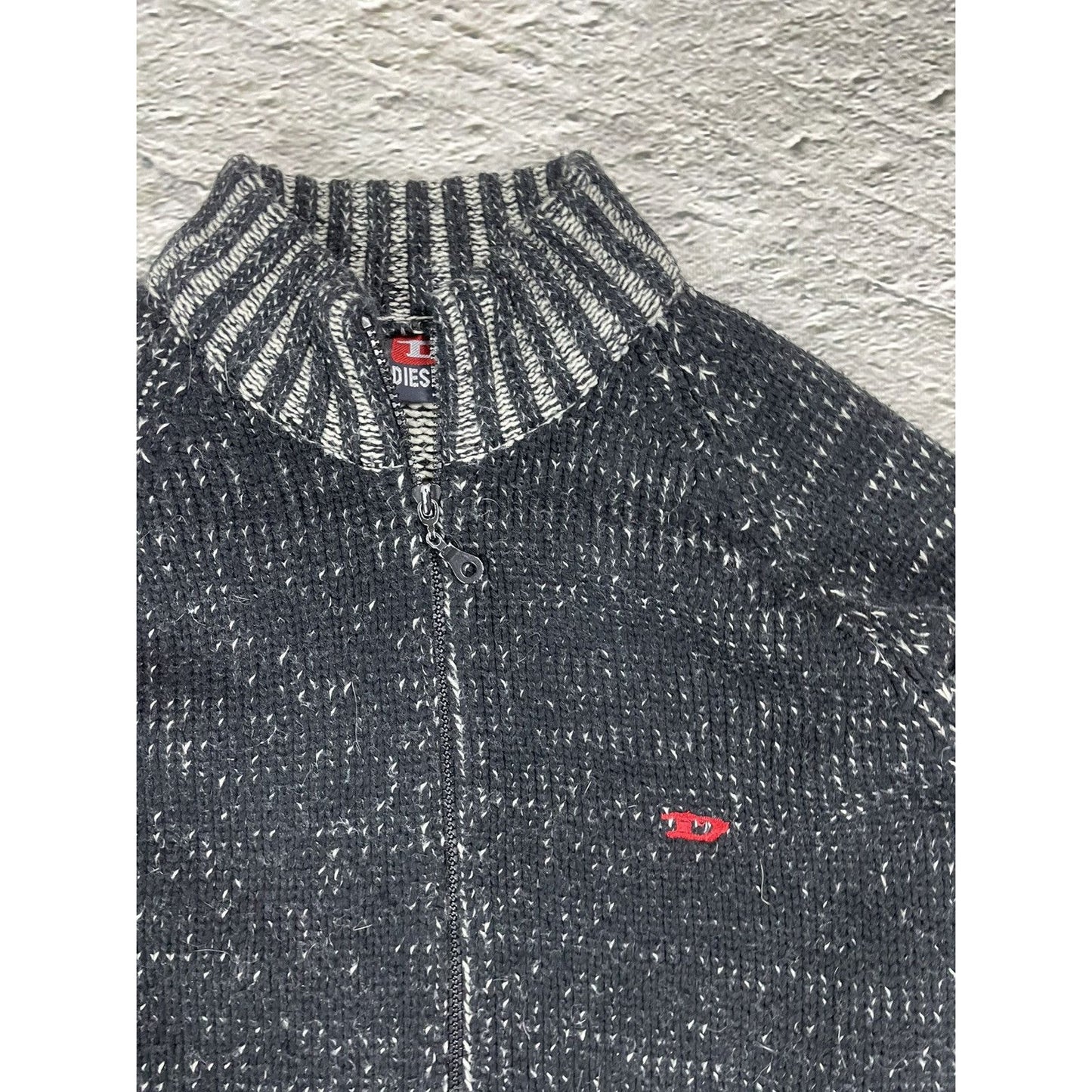 Diesel zip sweater black vintage black white grey