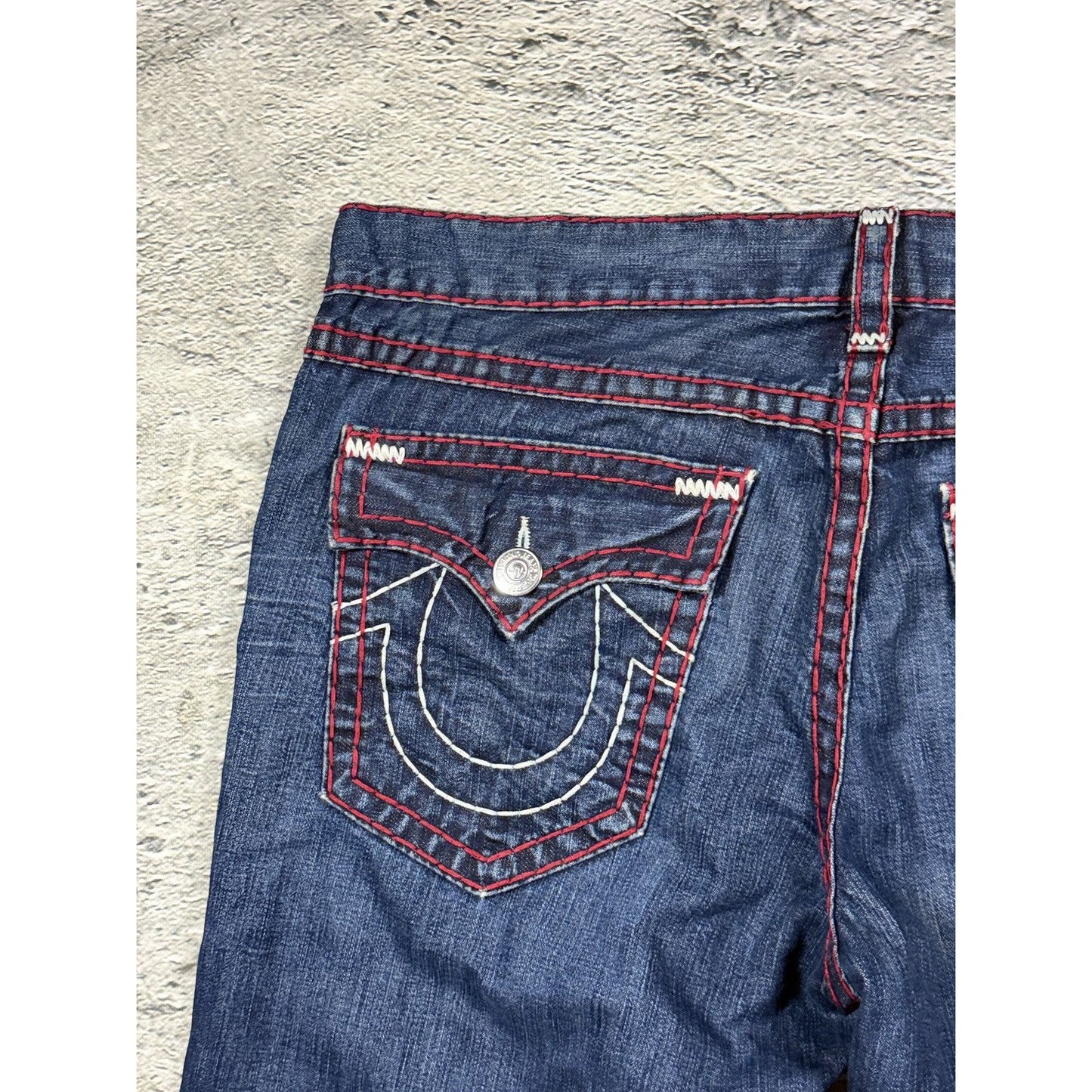 True Religion jeans red white stitch blue Ricky Super T