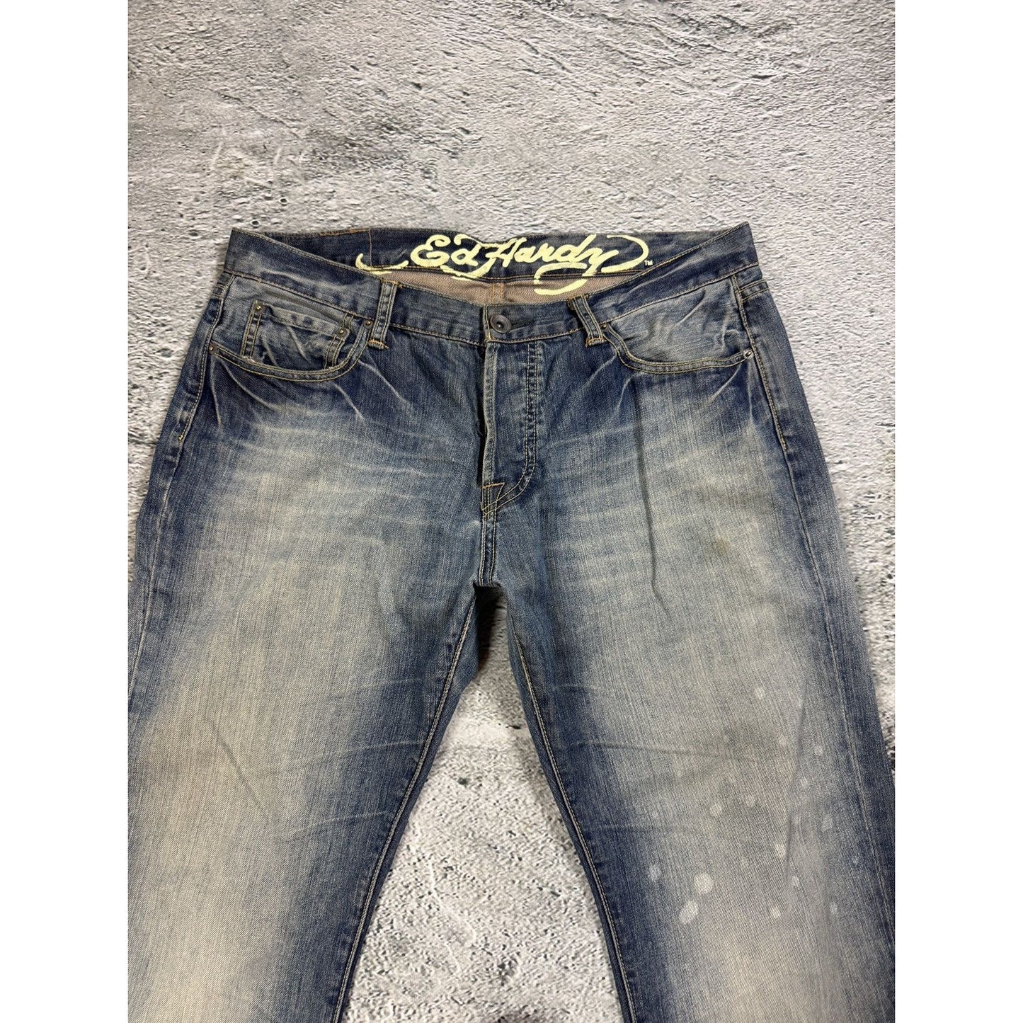 Ed Hardy Christian Audigier vintage jeans big logo pants