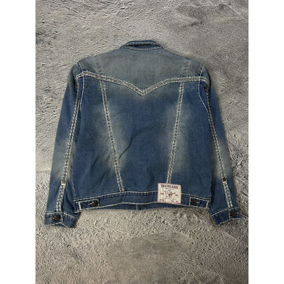 True Religion denim jacket trucker washed White stitching