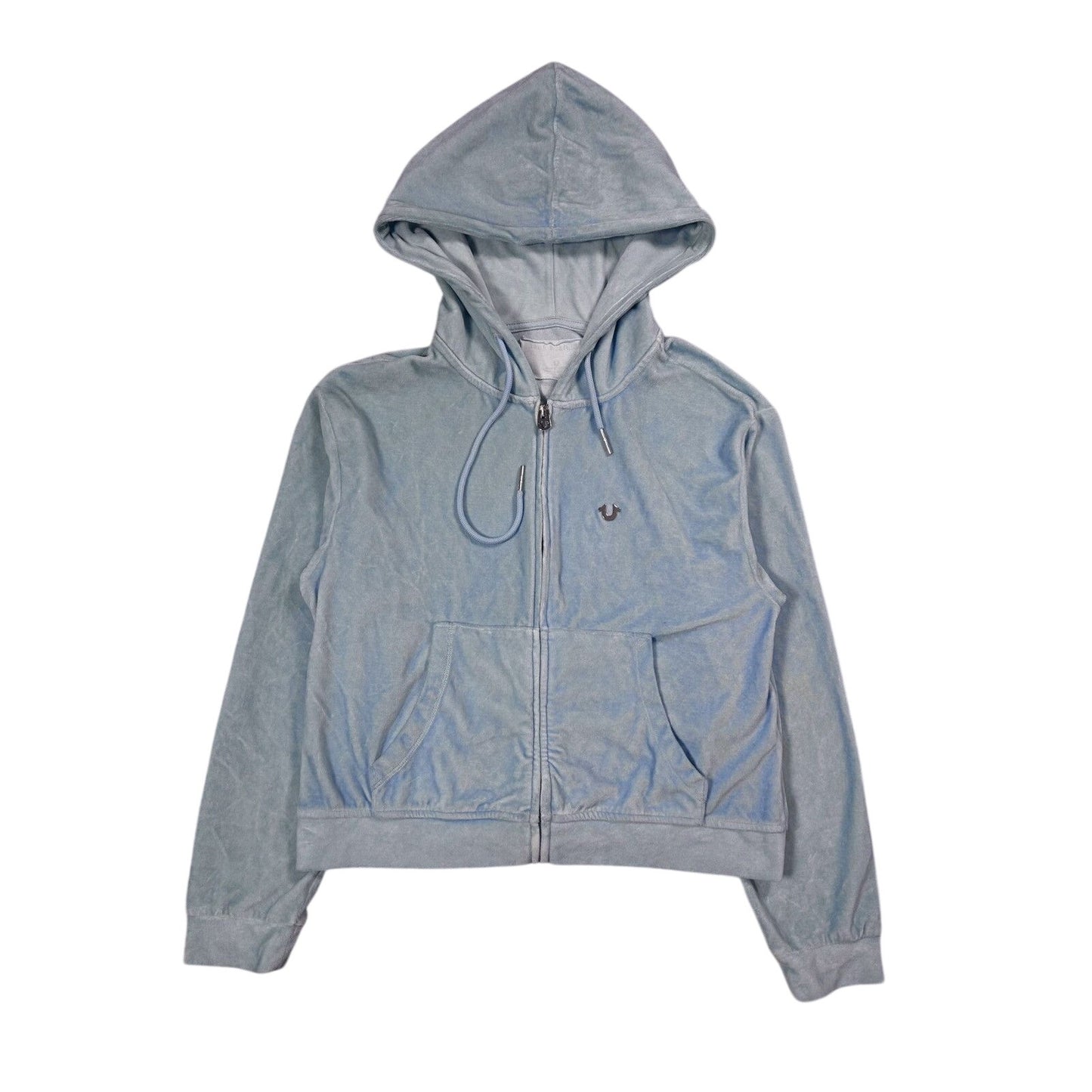 True Religion vintage zip hoodie blue velour Y2K