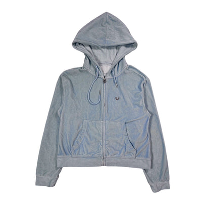 True Religion vintage zip hoodie blue velour Y2K