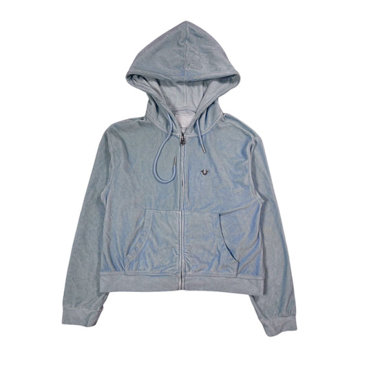 True Religion vintage zip hoodie blue velour Y2K