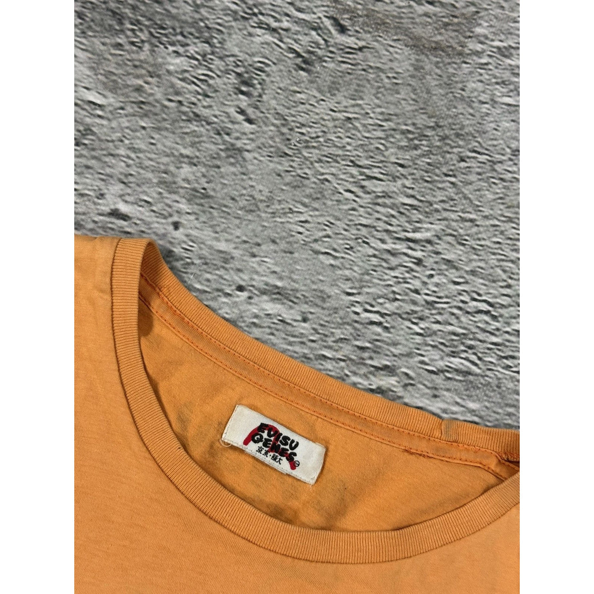 Evisu Genes T-shirt big logo seagull orange Y2K