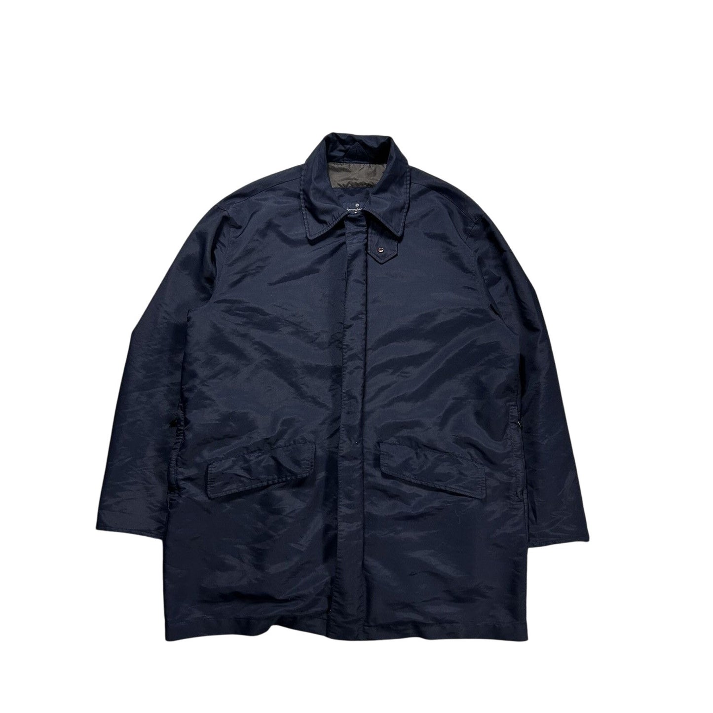 Ermenegildo Zegna Long Coat Microtene navy