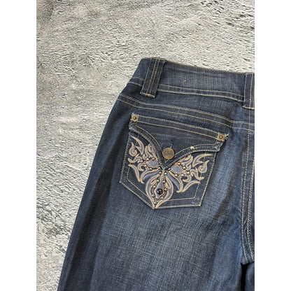 Y2K jeans flared house of denim navy blue low rise bootcut
