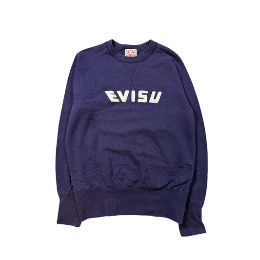 Evisu sweatshirt vintage navy big logo spell out white