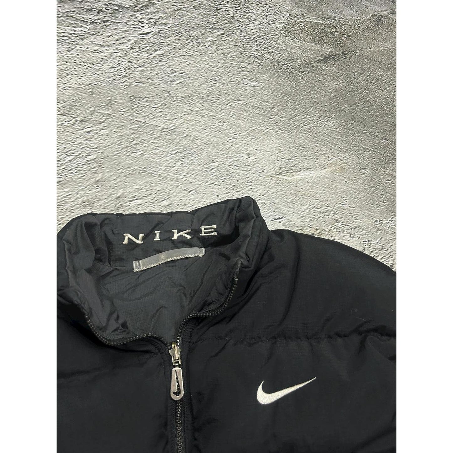 Nike black puffer jacket big logo reversible vintage 90s