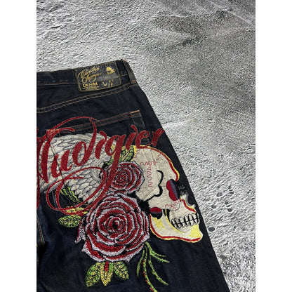 Ed Hardy Christian Audigier vintage jeans big logo pants