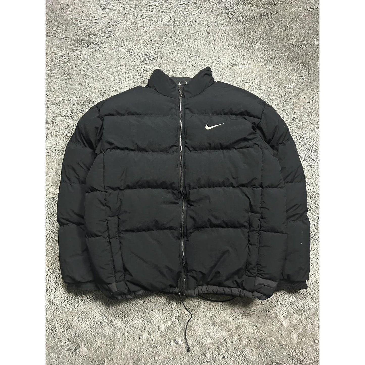 Nike black puffer jacket big logo reversible vintage 90s