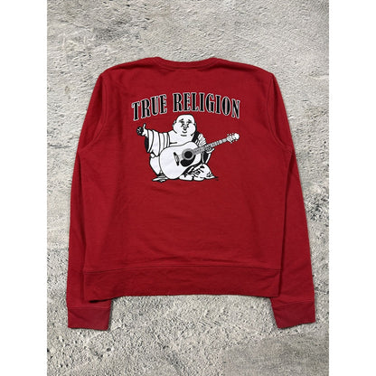 True Religion Red Crewneck big logo horseshoe Boxy