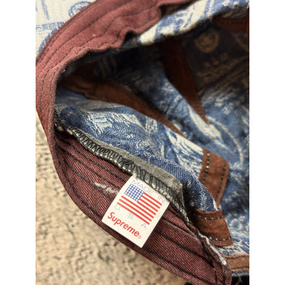 Supreme cap 5 panel baby blue money 100 dollar bill pattern