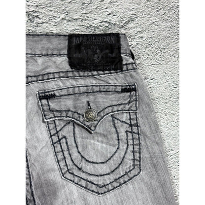 True Religion grey jeans black thick stitching Y2K Logan
