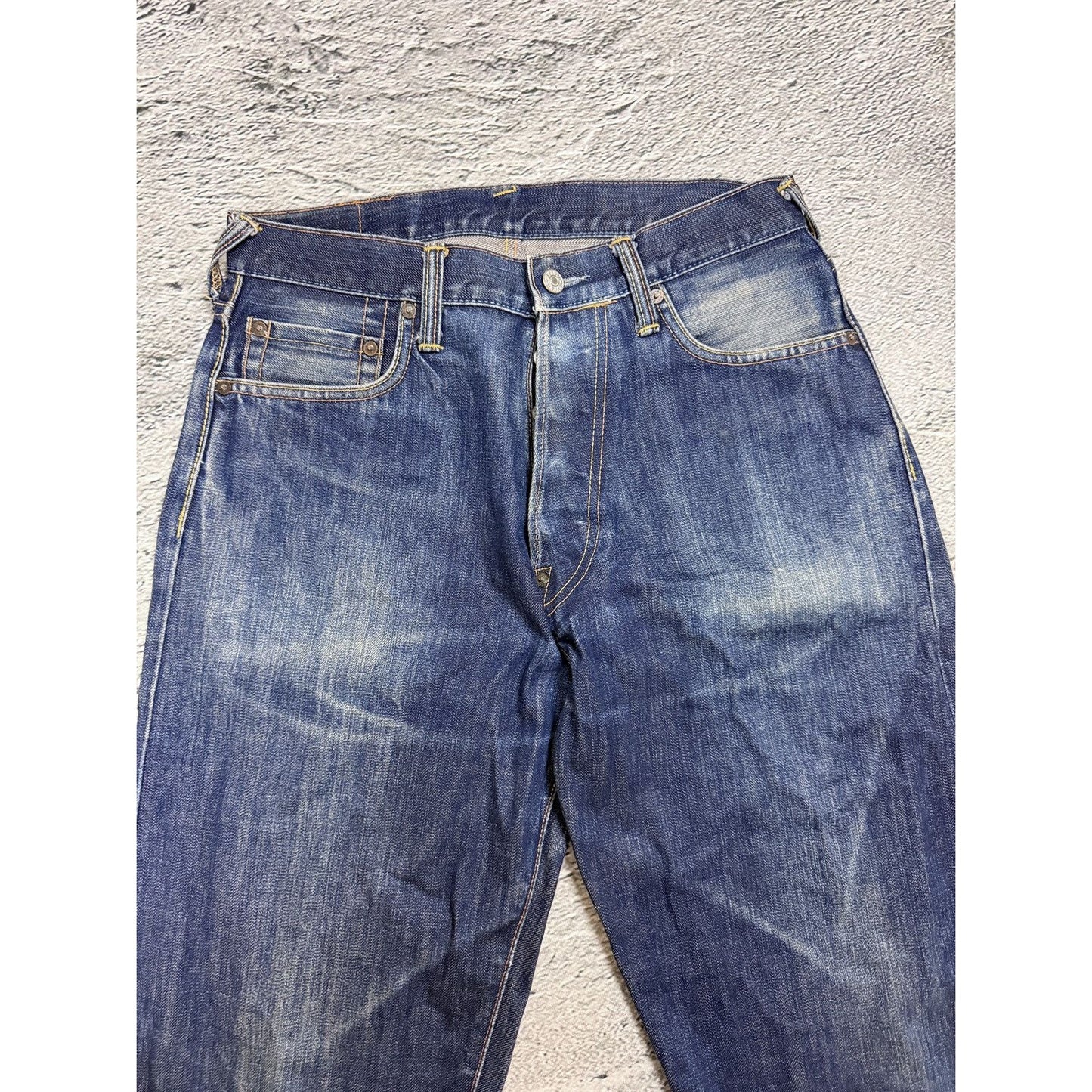 Evisu jeans vintage embroidery seagull logo selvedge red