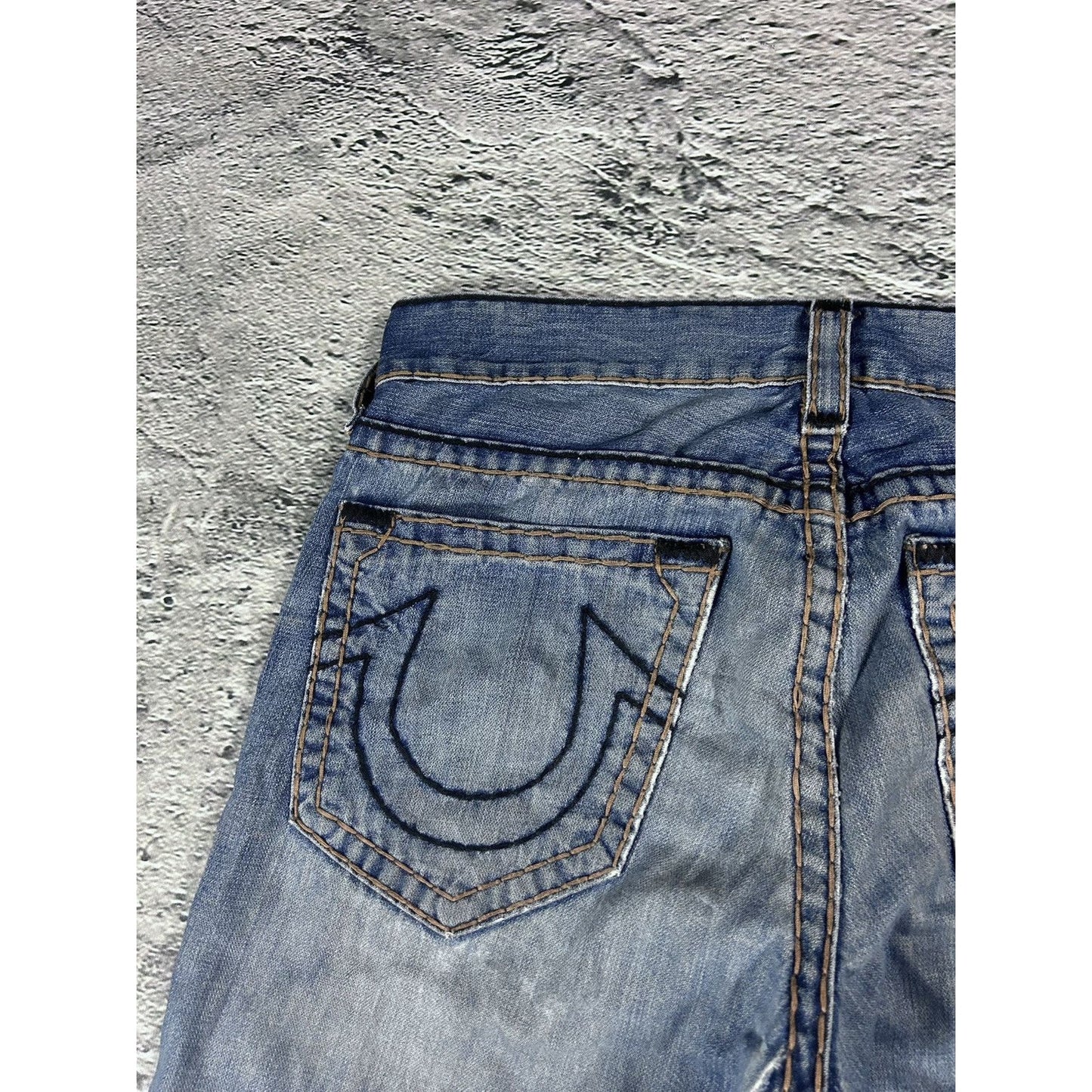 True Religion Blue jeans black thick stitching Bobby