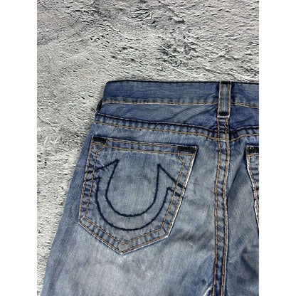 True Religion Blue jeans black thick stitching Bobby