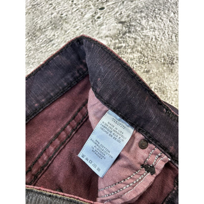 True Religion vintage jeans burgundy red thick stitching Y2K