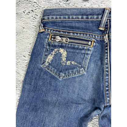 Evisu Donna jeans bootcut zip pockets white vintage